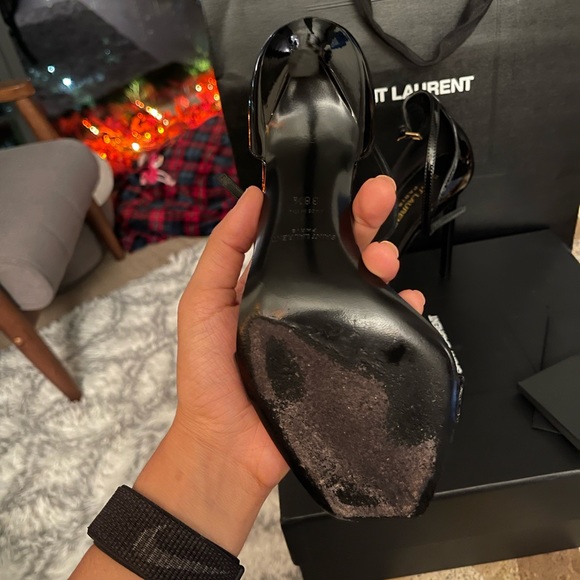 SAINT LAURENT AMBER PATENT LEATHER HEEL - Picture 10 of 13